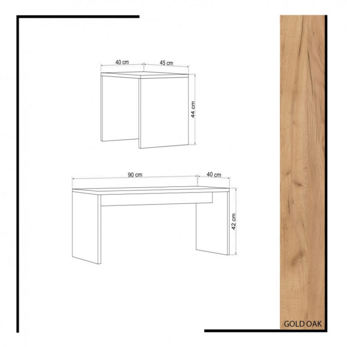 Masuta de Cafea Model Kirk, 90x40x42 cm, Alb/Stejar Masuta de Cafea Model Kirk, 90x40x42 cm, Alb/Stejar