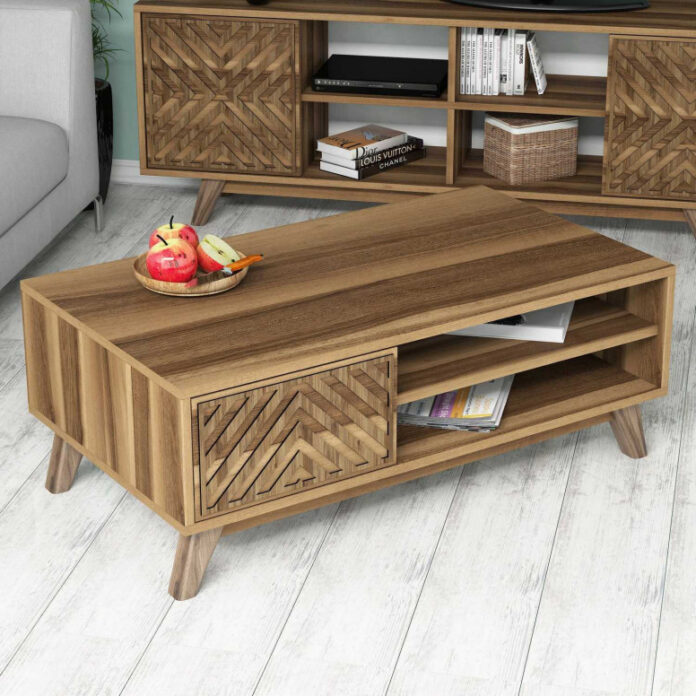 Masuta de Cafea Model Larson, 105x60x38.2 cm, Nuc Masuta de Cafea Model Larson, 105x60x38.2 cm, Nuc