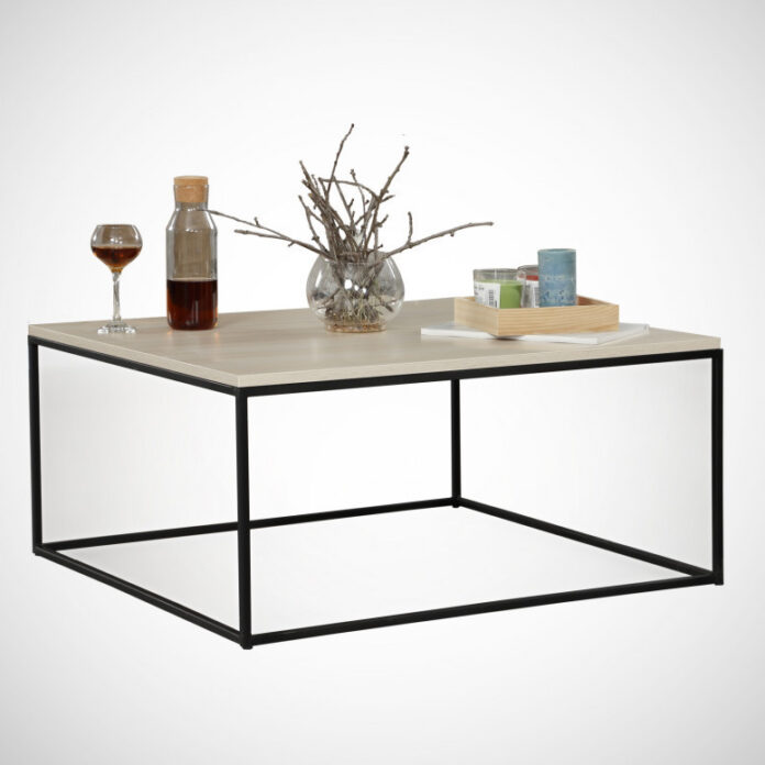 Masuta de Cafea Model Lin, 75x75x43 cm, Stejar/Negru Masuta de Cafea Model Lin, 75x75x43 cm, Stejar/Negru