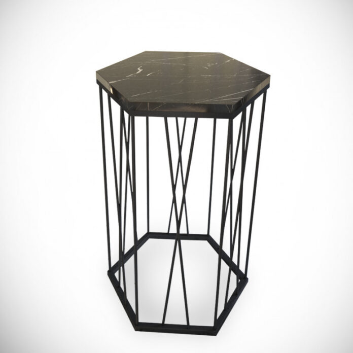 Masuta de Cafea Model Macias, 40x35x62 cm, Negru marmorat/Negru Masuta de Cafea Model Macias, 40x35x62 cm, Negru marmorat/Negru