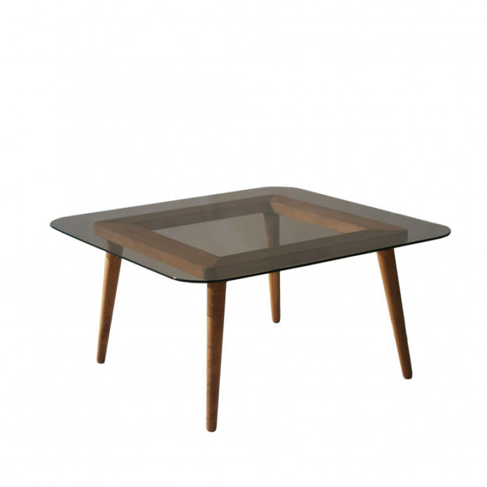 Masuta de Cafea Model Margaret, 80x80x40 cm, Nuc, Lemn masiv, Blat Sticla securizata Masuta de Cafea Model Margaret, 80x80x40 cm, Nuc, Lemn masiv, Blat Sticla securizata