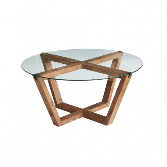 Masuta de Cafea Model Maryam, 75x75x35 cm, Cires, Lemn masiv, Blat Sticla securizata