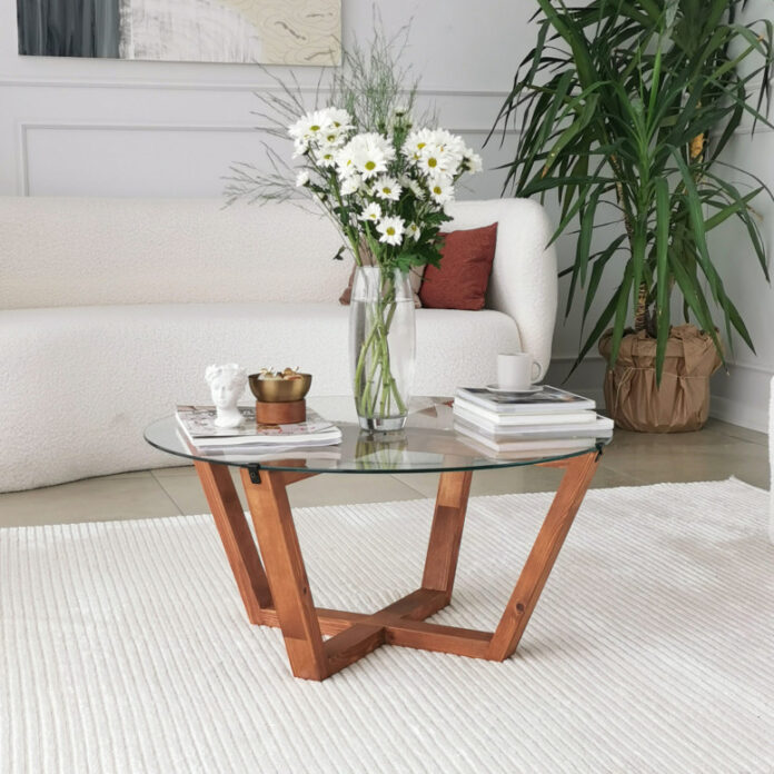 Masuta de Cafea Model Maryam, 75x75x35 cm, Cires, Lemn masiv, Blat Sticla securizata Masuta de Cafea Model Maryam, 75x75x35 cm, Cires, Lemn masiv, Blat Sticla securizata
