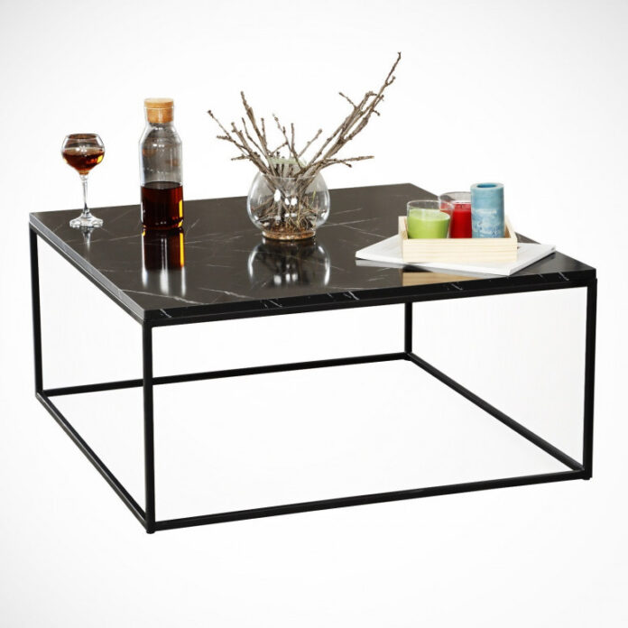 Masuta de Cafea Model Mayer, 75x75x43 cm, Negru marmorat Masuta de Cafea Model Mayer, 75x75x43 cm, Negru marmorat