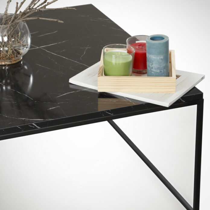 Masuta de Cafea Model Mayer, 75x75x43 cm, Negru marmorat Masuta de Cafea Model Mayer, 75x75x43 cm, Negru marmorat