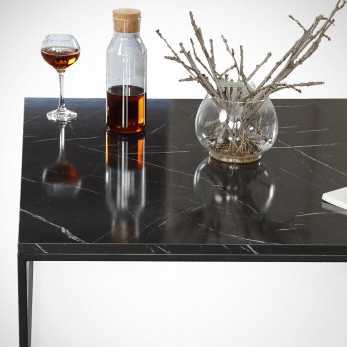 Masuta de Cafea Model Mayer, 75x75x43 cm, Negru marmorat Masuta de Cafea Model Mayer, 75x75x43 cm, Negru marmorat