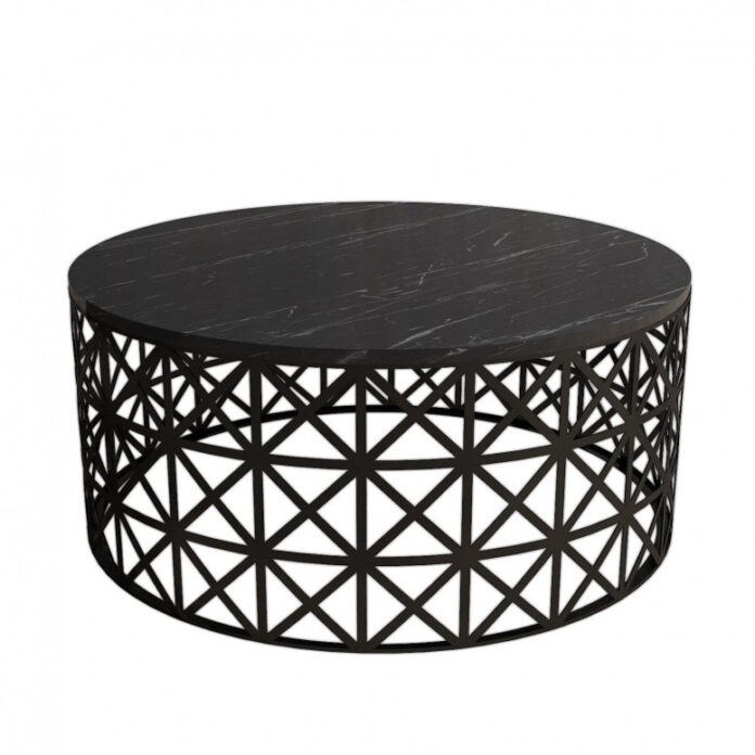Masuta de Cafea Model McKenzie, 90x90x38 cm, Negru marmorat Masuta de Cafea Model McKenzie, 90x90x38 cm, Negru marmorat