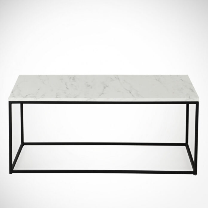 Masuta de Cafea Model Montgomery, 95x55x43 cm, Marmorat/Negru