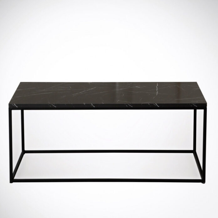 Masuta de Cafea Model Montgomery, 95x55x43 cm, Negru marmorat/Negru Masuta de Cafea Model Montgomery, 95x55x43 cm, Negru marmorat/Negru