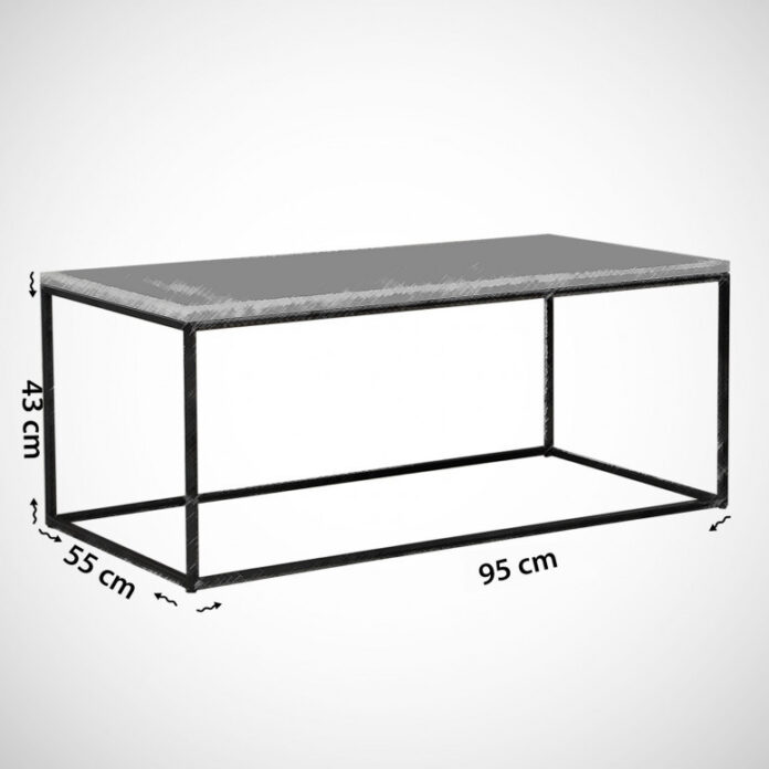 Masuta de Cafea Model Montgomery, 95x55x43 cm, Negru marmorat/Negru Masuta de Cafea Model Montgomery, 95x55x43 cm, Negru marmorat/Negru