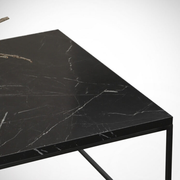 Masuta de Cafea Model Montgomery, 95x55x43 cm, Negru marmorat/Negru Masuta de Cafea Model Montgomery, 95x55x43 cm, Negru marmorat/Negru