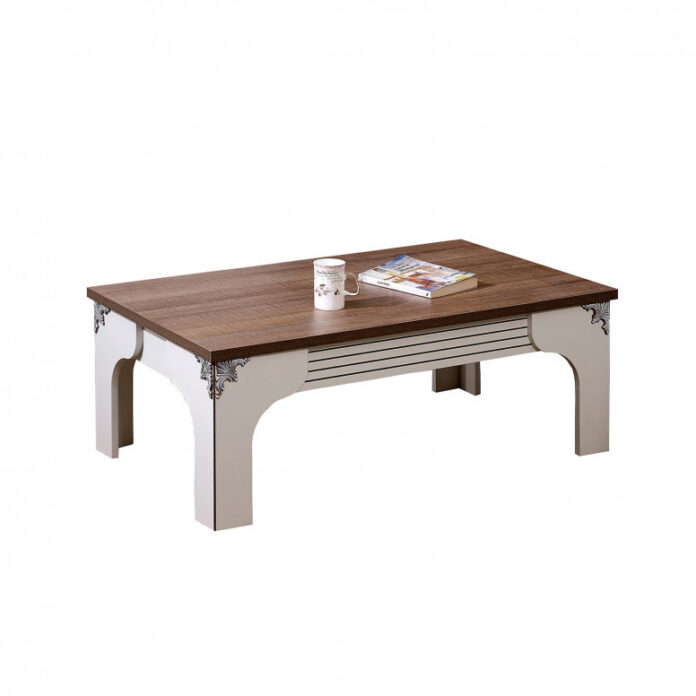 Masuta de Cafea Model Montoya, 110x65x45 cm, Alb/Nuc Masuta de Cafea Model Montoya, 110x65x45 cm, Alb/Nuc