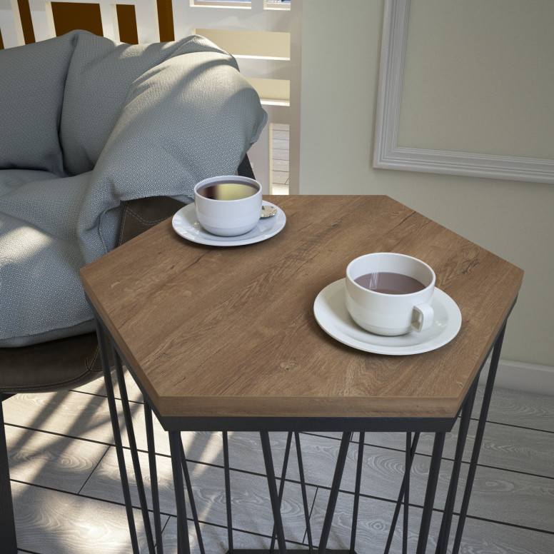 Masuta de Cafea Model Mullen, 40x35x62 cm, Stejar inchis/Negru Masuta de Cafea Model Mullen, 40x35x62 cm, Stejar inchis/Negru