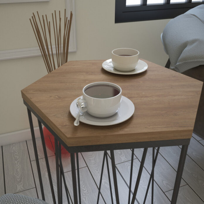 Masuta de Cafea Model Mullen, 40x35x62 cm, Stejar inchis/Negru Masuta de Cafea Model Mullen, 40x35x62 cm, Stejar inchis/Negru