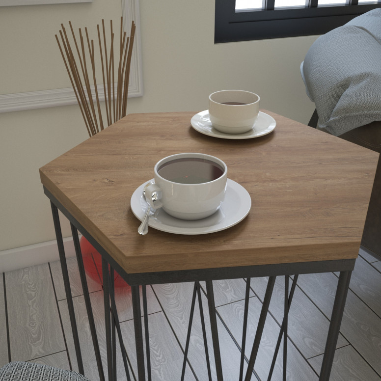 Masuta de Cafea Model Mullen, 40x35x62 cm, Stejar inchis/Negru Masuta de Cafea Model Mullen, 40x35x62 cm, Stejar inchis/Negru
