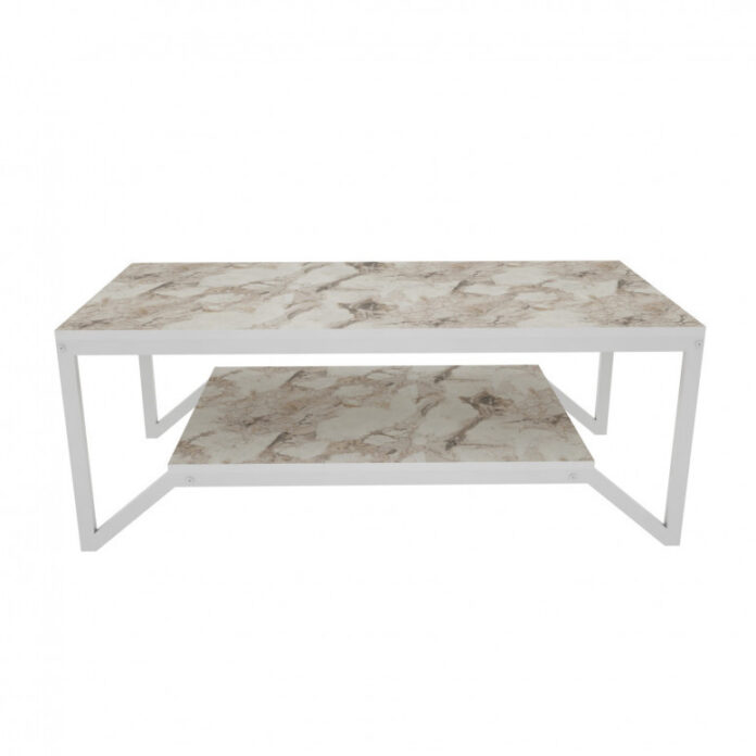 Masuta de Cafea Model Nina, 120x60x45.8 cm, Alb marmorat Masuta de Cafea Model Nina, 120x60x45.8 cm, Alb marmorat