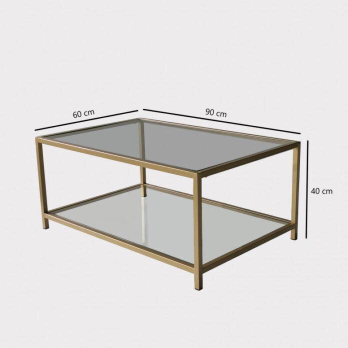 Masuta de Cafea Model Norris, 90x60x40 cm, Auriu, Blat Sticla securizata Masuta de Cafea Model Norris, 90x60x40 cm, Auriu, Blat Sticla securizata