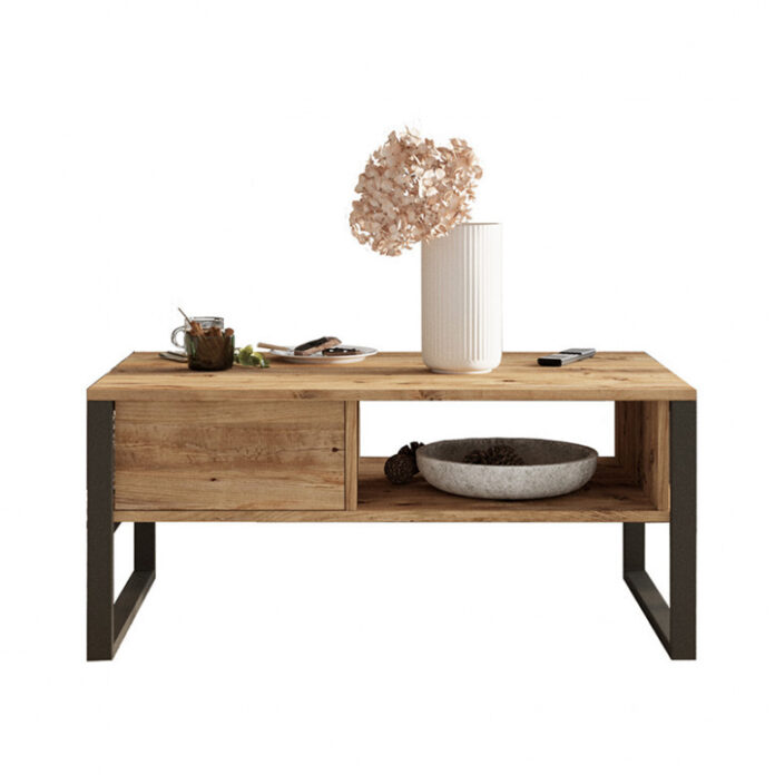 Masuta de Cafea Model Ortega, 100x60x44.5 cm, Negru/Stejar Masuta de Cafea Model Ortega, 100x60x44.5 cm, Negru/Stejar