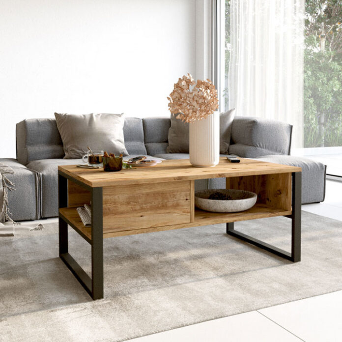 Masuta de Cafea Model Ortega, 100x60x44.5 cm, Negru/Stejar Masuta de Cafea Model Ortega, 100x60x44.5 cm, Negru/Stejar