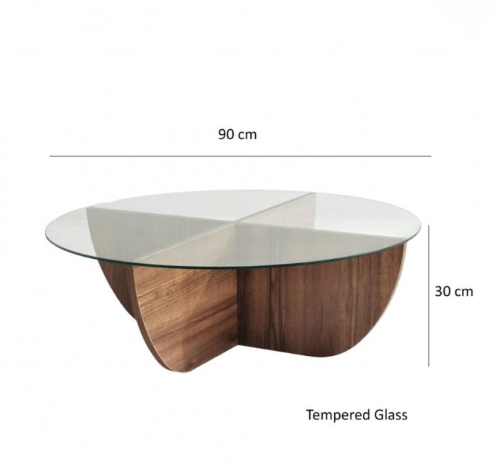 Masuta de Cafea Model Ortiz, 90x90x30 cm, Nuc, Lemn masiv, Blat Sticla securizata Masuta de Cafea Model Ortiz, 90x90x30 cm, Nuc, Lemn masiv, Blat Sticla securizata