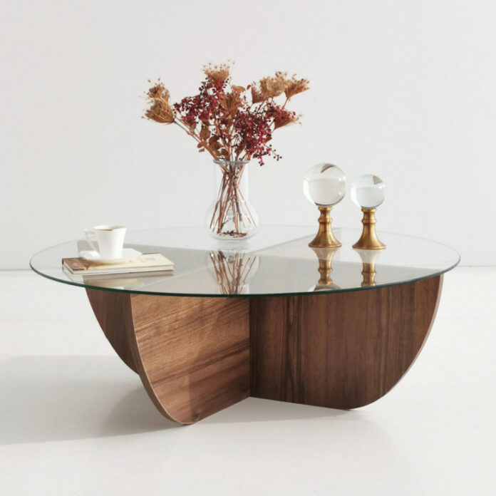 Masuta de Cafea Model Ortiz, 90x90x30 cm, Nuc, Lemn masiv, Blat Sticla securizata Masuta de Cafea Model Ortiz, 90x90x30 cm, Nuc, Lemn masiv, Blat Sticla securizata