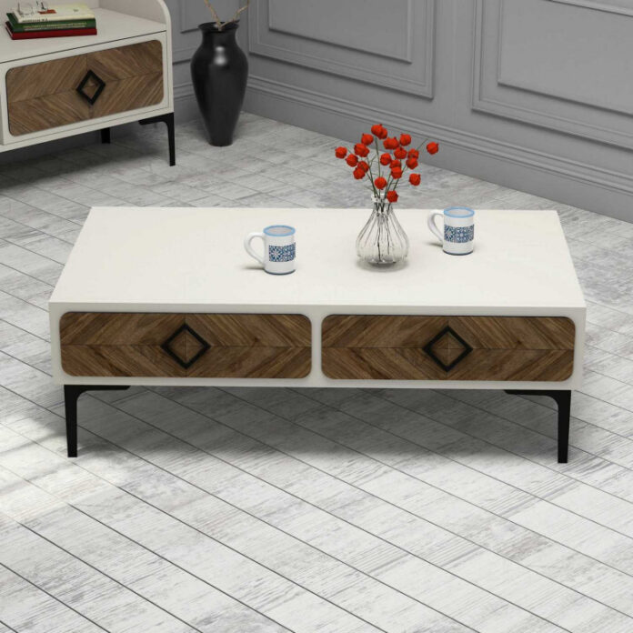 Masuta de Cafea Model Pitts, 105x60x34.6 cm, Crem Masuta de Cafea Model Pitts, 105x60x34.6 cm, Crem