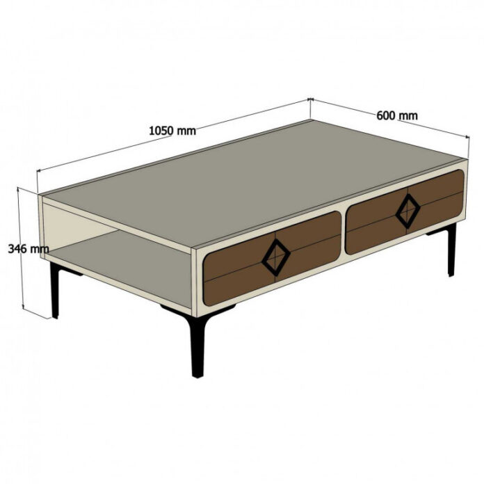 Masuta de Cafea Model Pitts, 105x60x34.6 cm, Nuc/Albastru Masuta de Cafea Model Pitts, 105x60x34.6 cm, Nuc/Albastru