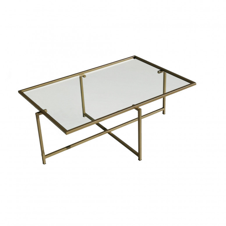Masuta de Cafea Model Prince, 84x64x35 cm, Auriu, Blat Sticla securizata Masuta de Cafea Model Prince, 84x64x35 cm, Auriu, Blat Sticla securizata