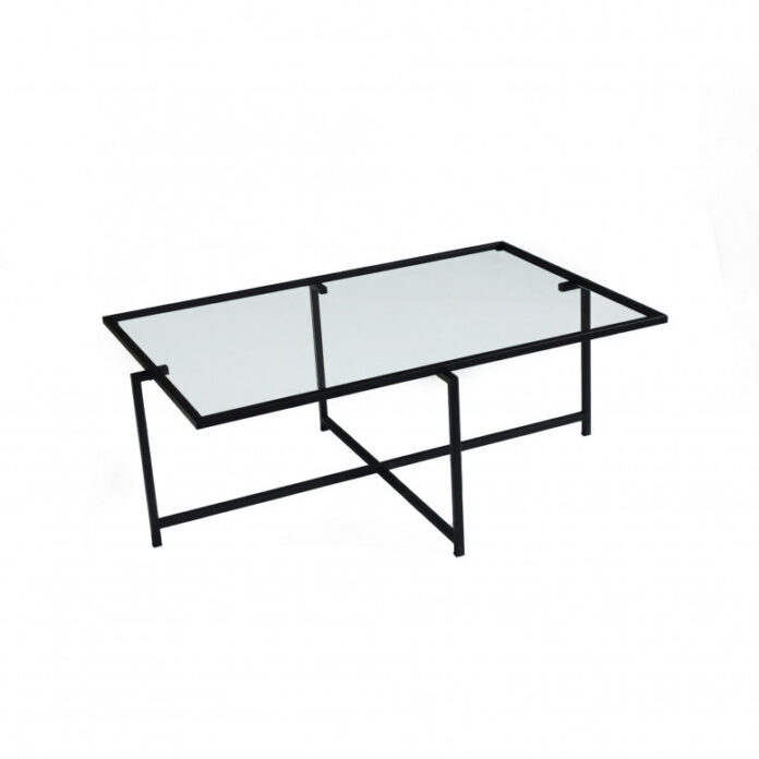 Masuta de Cafea Model Prince, 84x64x35 cm, Negru, Blat Sticla securizata