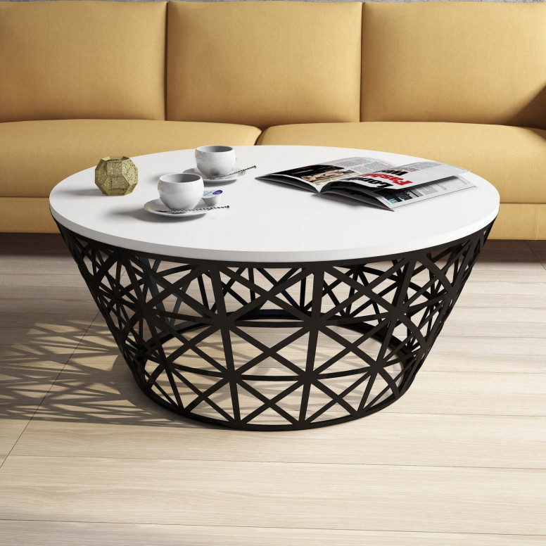 Masuta de Cafea Model Roach, 90x90x38 cm, Alb/Negru Masuta de Cafea Model Roach, 90x90x38 cm, Alb/Negru