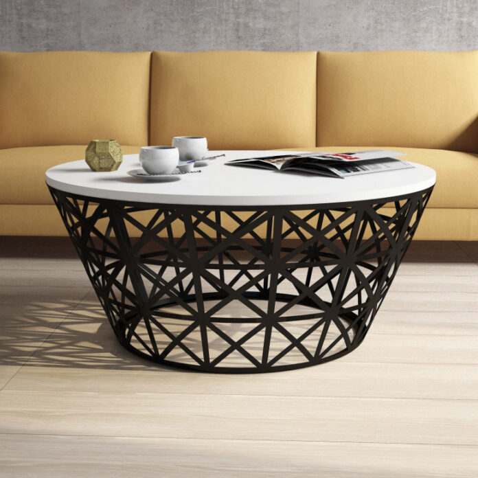 Masuta de Cafea Model Roach, 90x90x38 cm, Alb/Negru Masuta de Cafea Model Roach, 90x90x38 cm, Alb/Negru