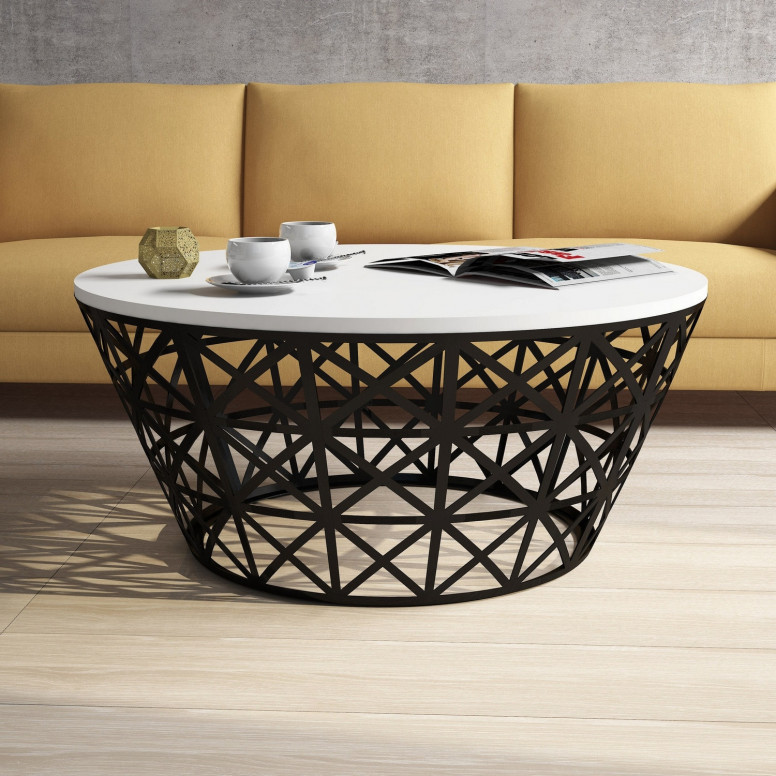Masuta de Cafea Model Roach, 90x90x38 cm, Alb/Negru Masuta de Cafea Model Roach, 90x90x38 cm, Alb/Negru