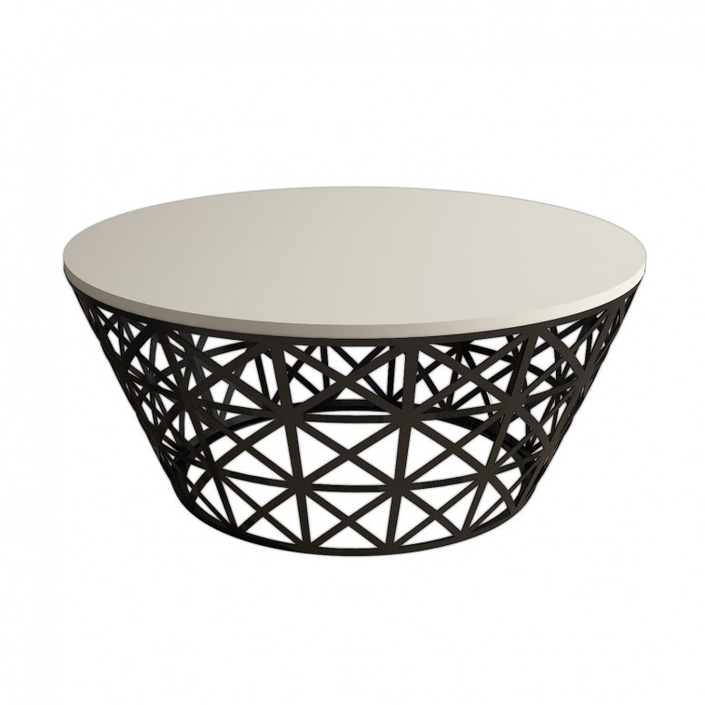 Masuta de Cafea Model Roach, 90x90x38 cm, Crem/Negru Masuta de Cafea Model Roach, 90x90x38 cm, Crem/Negru