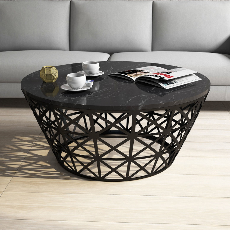 Masuta de Cafea Model Roach, 90x90x38 cm, Negru marmorat Masuta de Cafea Model Roach, 90x90x38 cm, Negru marmorat