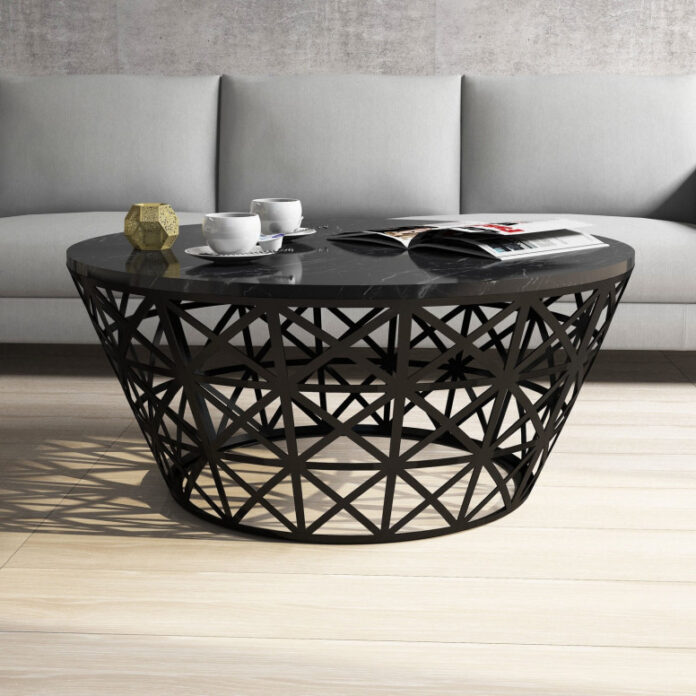 Masuta de Cafea Model Roach, 90x90x38 cm, Negru marmorat Masuta de Cafea Model Roach, 90x90x38 cm, Negru marmorat