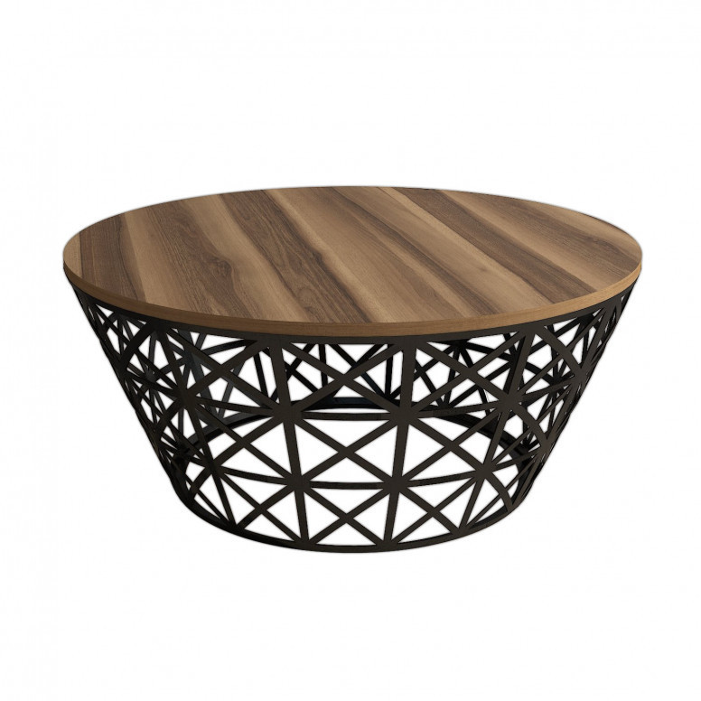 Masuta de Cafea Model Roach, 90x90x38 cm, Nuc/Negru Masuta de Cafea Model Roach, 90x90x38 cm, Nuc/Negru