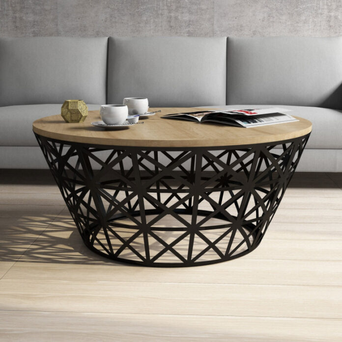 Masuta de Cafea Model Roach, 90x90x38 cm, Stejar/Negru Masuta de Cafea Model Roach, 90x90x38 cm, Stejar/Negru