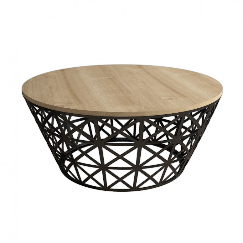 Masuta de Cafea Model Roach, 90x90x38 cm, Stejar/Negru Masuta de Cafea Model Roach, 90x90x38 cm, Stejar/Negru