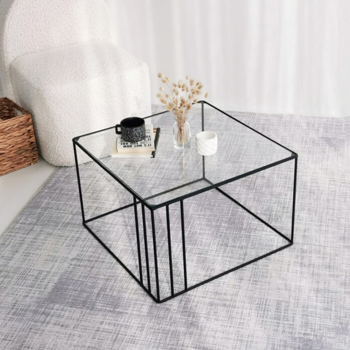 Masuta de Cafea Model Rohan, 55x55x36 cm, Negru, Blat Sticla securizata Masuta de Cafea Model Rohan, 55x55x36 cm, Negru, Blat Sticla securizata