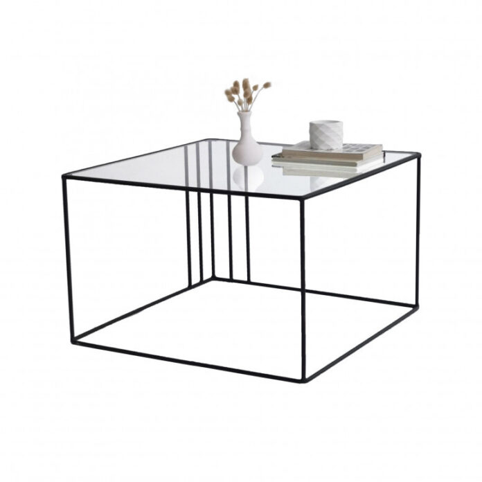 Masuta de Cafea Model Rohan, 55x55x36 cm, Negru, Blat Sticla securizata Masuta de Cafea Model Rohan, 55x55x36 cm, Negru, Blat Sticla securizata