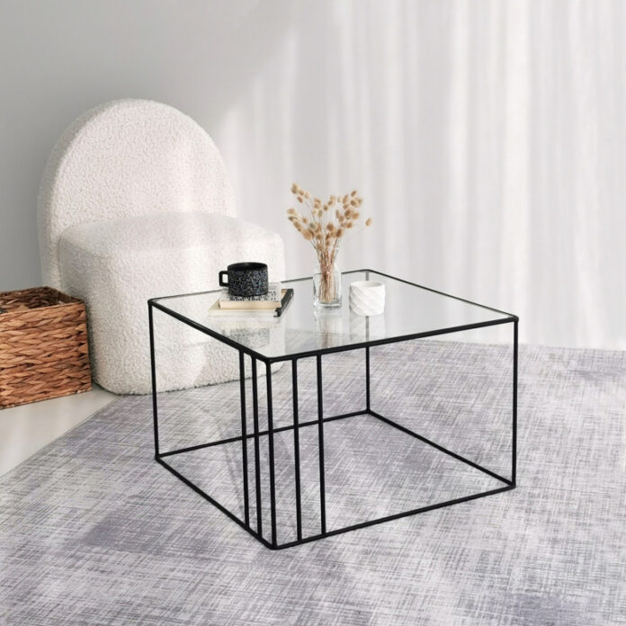 Masuta de Cafea Model Rohan, 55x55x36 cm, Negru, Blat Sticla securizata Masuta de Cafea Model Rohan, 55x55x36 cm, Negru, Blat Sticla securizata