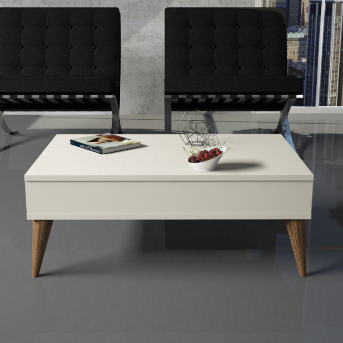 Masuta de Cafea Model Rosas, 90x60x34.6 cm, Crem
