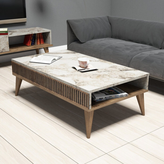 Masuta de Cafea Model Salas, 105x60x34.6 cm, Nuc/Alb Masuta de Cafea Model Salas, 105x60x34.6 cm, Nuc/Alb