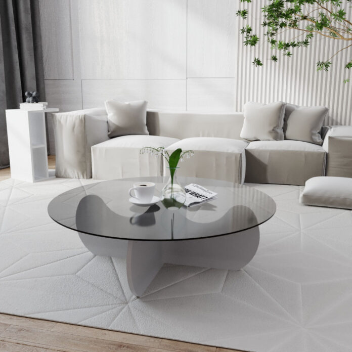 Masuta de Cafea Model Santiago, 90x90x30 cm, Alb, Blat Sticla securizata Masuta de Cafea Model Santiago, 90x90x30 cm, Alb, Blat Sticla securizata
