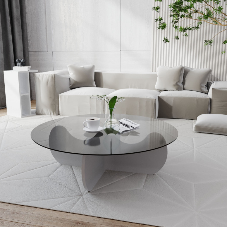 Masuta de Cafea Model Santiago, 90x90x30 cm, Alb, Blat Sticla securizata Masuta de Cafea Model Santiago, 90x90x30 cm, Alb, Blat Sticla securizata
