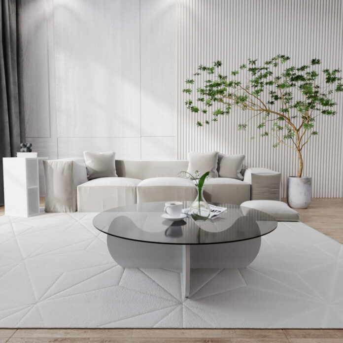 Masuta de Cafea Model Santiago, 90x90x30 cm, Alb, Blat Sticla securizata Masuta de Cafea Model Santiago, 90x90x30 cm, Alb, Blat Sticla securizata