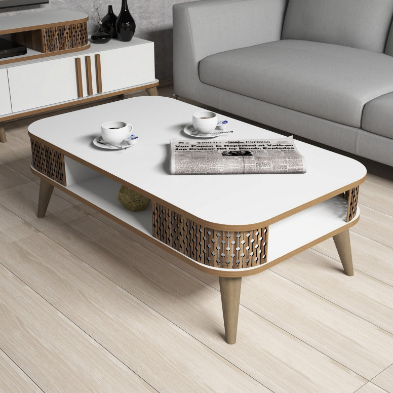 Masuta de Cafea Model Schroeder, 105x60x34.6 cm, Alb Masuta de Cafea Model Schroeder, 105x60x34.6 cm, Alb