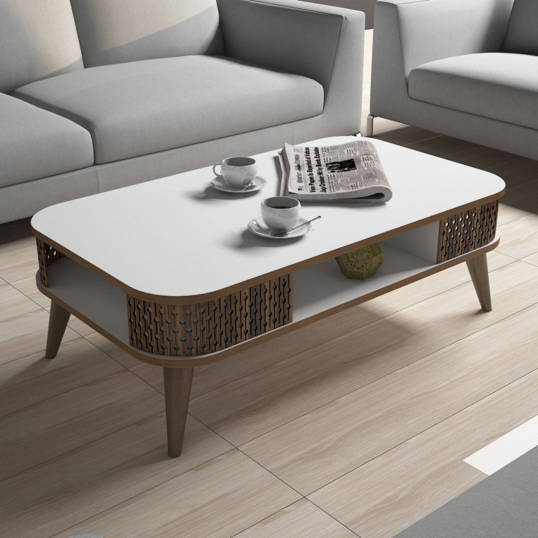 Masuta de Cafea Model Schroeder, 105x60x34.6 cm, Alb Masuta de Cafea Model Schroeder, 105x60x34.6 cm, Alb
