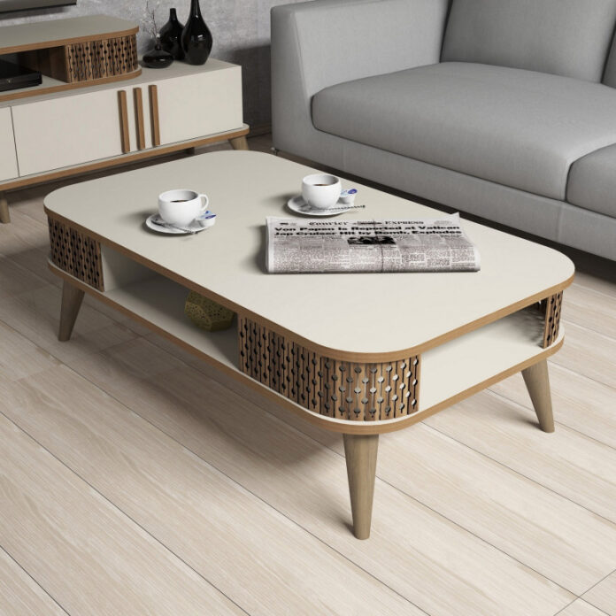 Masuta de Cafea Model Schroeder, 105x60x34.6 cm, Crem Masuta de Cafea Model Schroeder, 105x60x34.6 cm, Crem