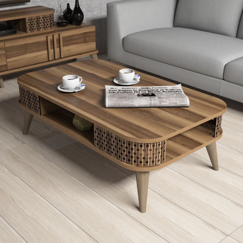Masuta de Cafea Model Schroeder, 105x60x34.6 cm, Nuc Masuta de Cafea Model Schroeder, 105x60x34.6 cm, Nuc